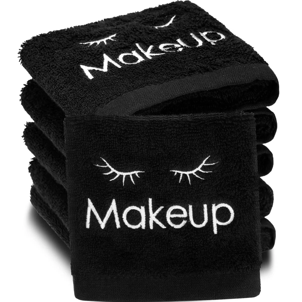 Shimeyao Make-up-Waschlappen, wiederverwendbar, 33 x 33 cm, Gesichtsreinigungstücher, Baumwolle, Kosmetiktuch, wasserabsorbierendes Tuch, Gesichtshandtücher für Damen, Hautpflege, Schwarz (12 Stück
