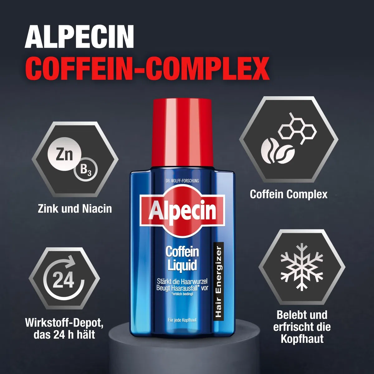 Alpecin Coffein-Liquid - 4 x 200 ml - Haarwasser zur Vorbeugung von erblich bedingtem Haarausfall bei Männern – zur Stärkung der Haarwurzel