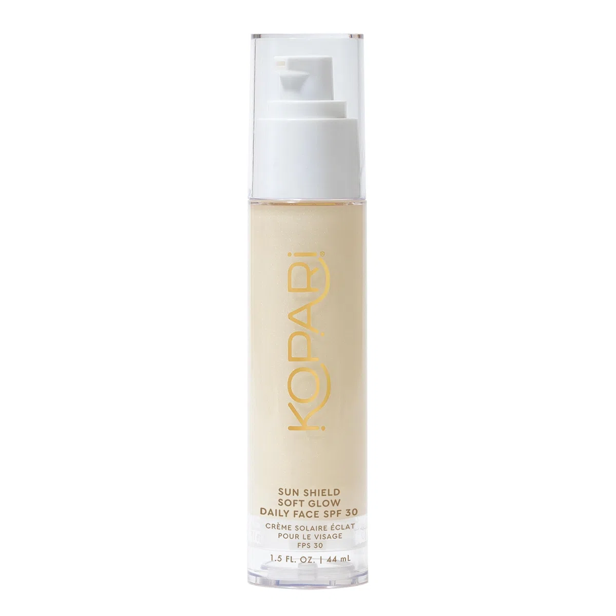 Kopari Sun Shield Soft Glow Täglicher Gesichts-Sonnenschutz LSF 30, leicht und durchscheinend, strahlender und gesunder Glanz, perfekt