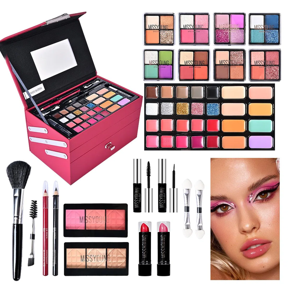Make-up Set für Damen, komplettes Make-up-Set, Anfänger-Make-up-Set, komplettes Kosmetik-Set für Anfänger und Profis, inkl. Kosmetik und | komplettes Kosmetik-Set für Anfänger und Profis, inkl. Kosmetik und