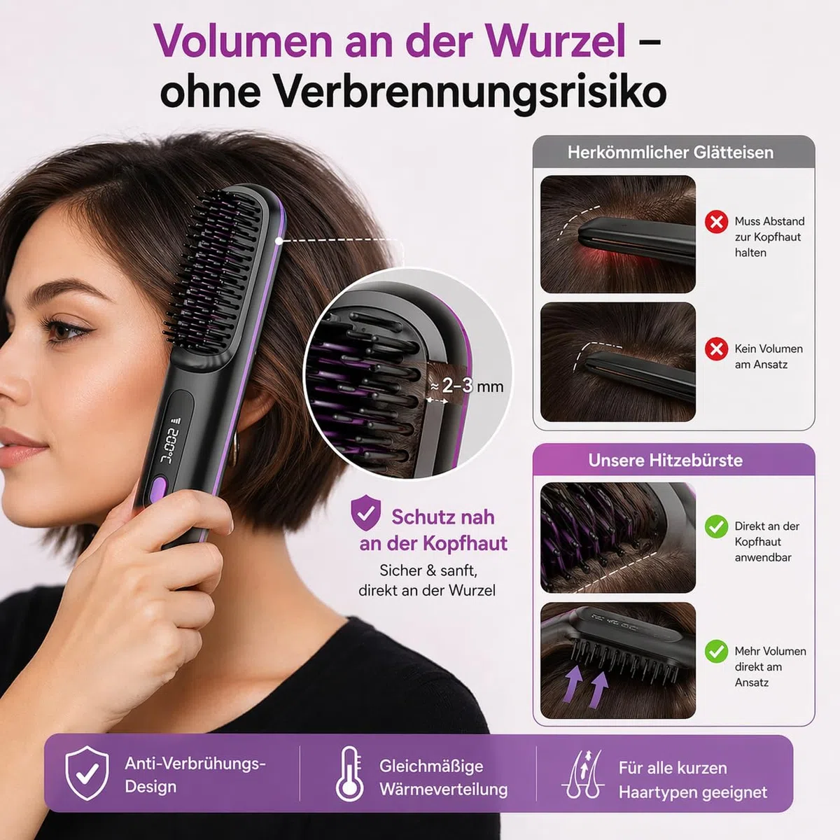 Ciriel - Airbrush Pro Drahtlose Stylingbürste,Zegla Control Pro Stylingbürste,Kabellose Volumenbürste für Kurzes & Feines Haar,Lang Anhaltendes Volumen, Tragbares Design (Schwarz)