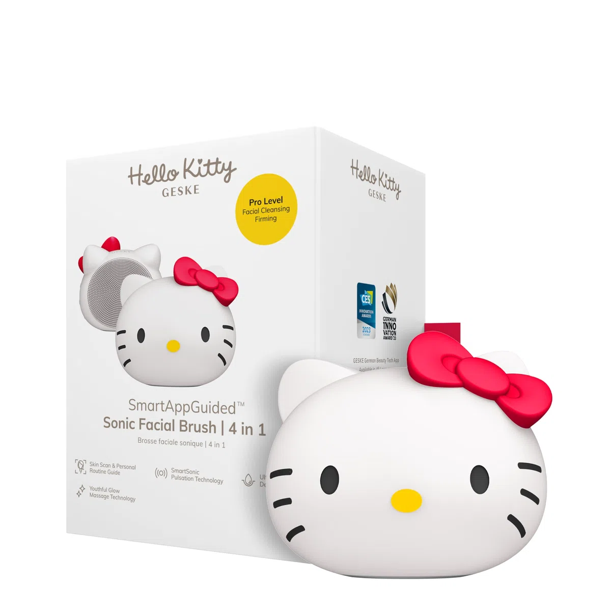 GESKE x Hello Kitty | SmartAppGuided™ Sonic Facial Brush | 4 in 1 | Elektrische Gesichtsreinigungsbürste | Reinigungsbürste | Gesichtsbürste | Hautreinigung | Skincare | sanfte Reinigung