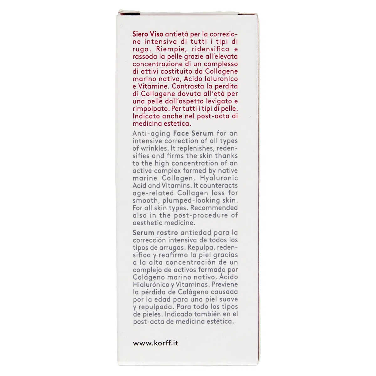 Korff Anti-Aging Gesichtsserum, Collagen Age Filler, intensive Korrektur gegen Falten und tiefe Feuchtigkeit, Meereskollagen, Hyaluronsäure und Vitamine, 30 ml