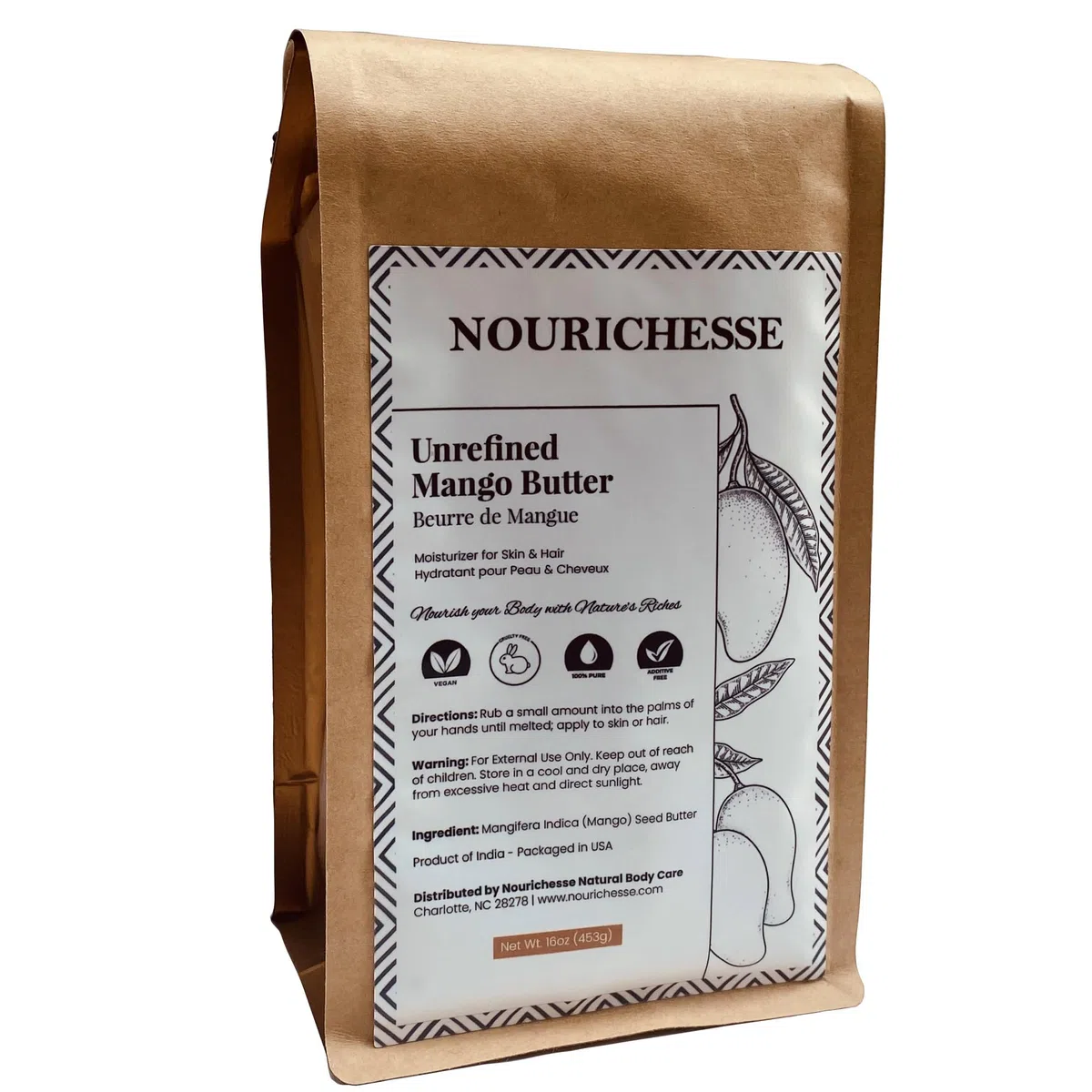 Unraffinierte Mangobutter – 0,5 kg Block, 100 % reine rohe Mangobutter