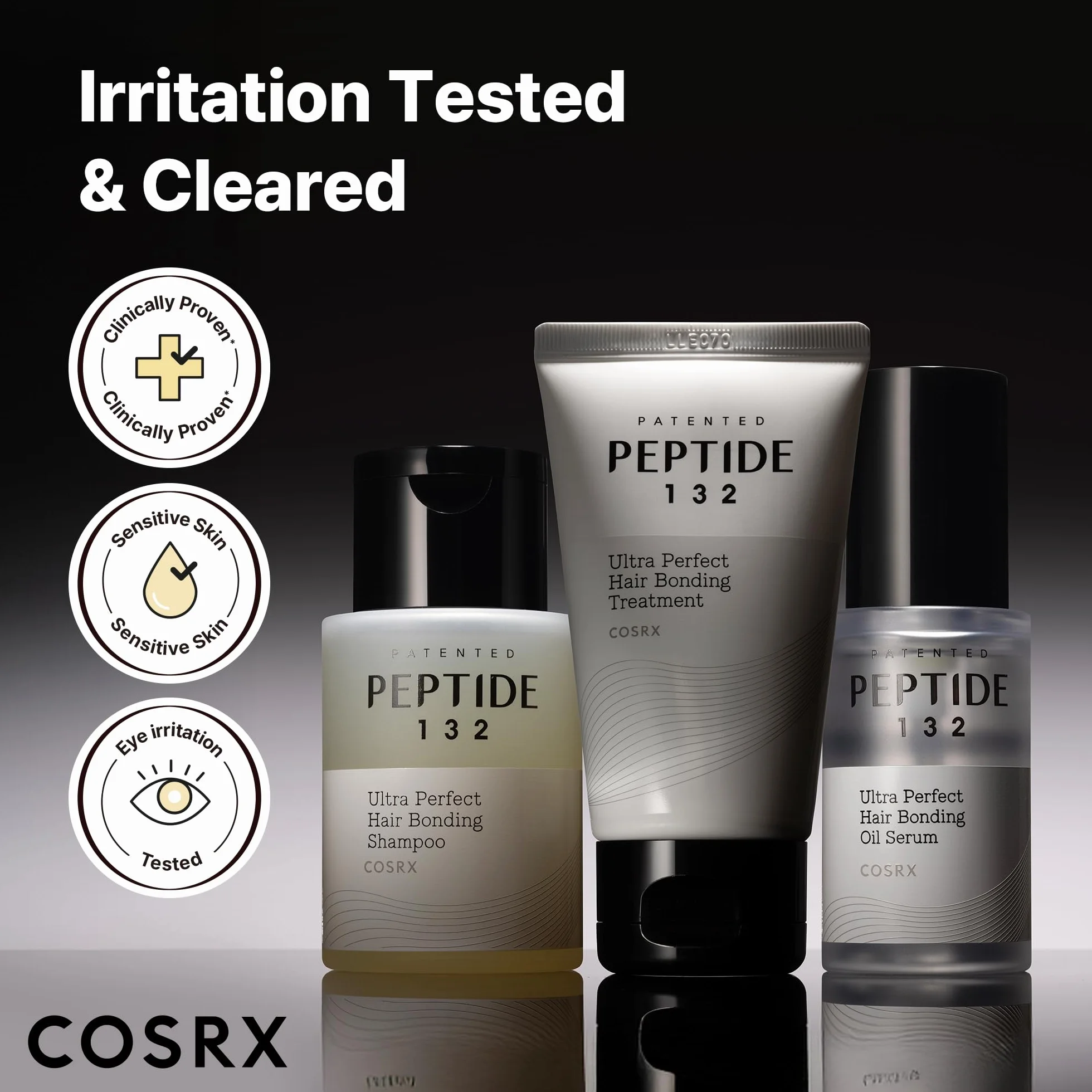 COSRX PEPTIDE 132 Hair Bonding Mini Kit (Shampoo 100 ml + Treatment 60 ml + Oil Serum 28 ml), Repair & Strengthen Damaged Hair
