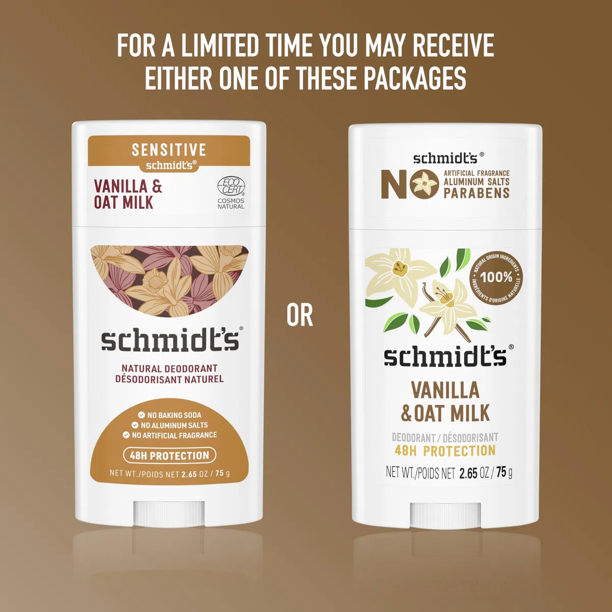Schmidt'S Schmidts Deodorant für empfindliche Haut, Deodorant mit Vanille- und Hafermilchgeschmack, 65 ml, 1 Stück