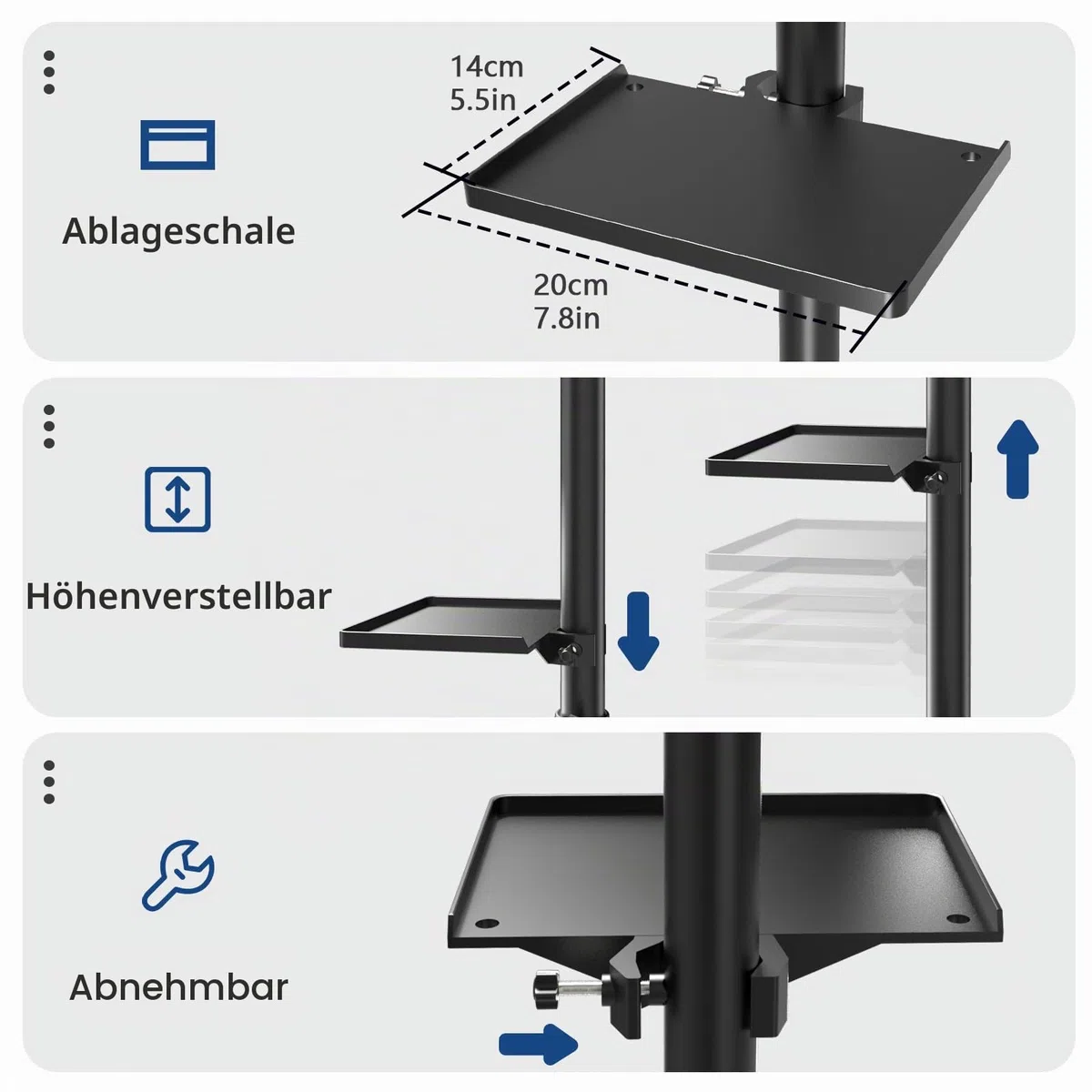 ZHOOGE Salon-Tablett auf Rädern höhenverstellbar 360-Grad stummes Universalrad für Tattoo Spa Zahnarzt