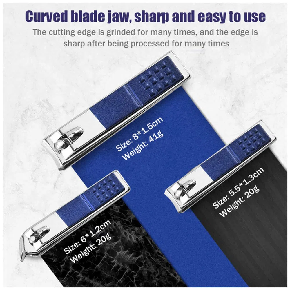 Professionelles Nagelknipser-Set, scharfer Nagelschneider aus Edelstahl, Pediküre- und Maniküre-Set mit Cortex-Metallgehäuse für Unisex-Blau_4-teiliges Set (Blau 4)