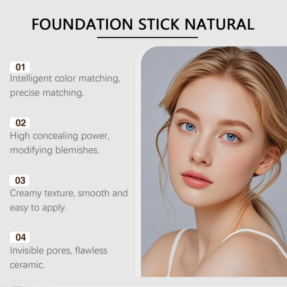 2-in-1 Foundation mit Bürste, lange Haltbarkeit, für normale Trocknung und Kombination der Haut (Ivory White) mit leuchtendem Natur-Finish