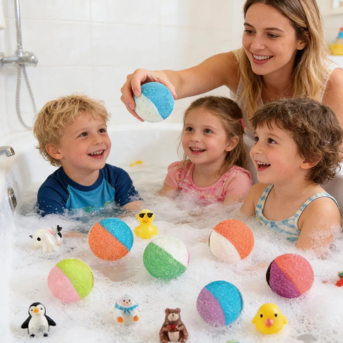 Schaumbad Für Die Frauen | mit Spielzeug Badeball,24 Stück Tiermotiv-Badeschaumblasen | Für Frauen, Mütter, Männer, Großmütter, Mädchen, Jugendliche, trockene Haut, Zuhause, Reisen