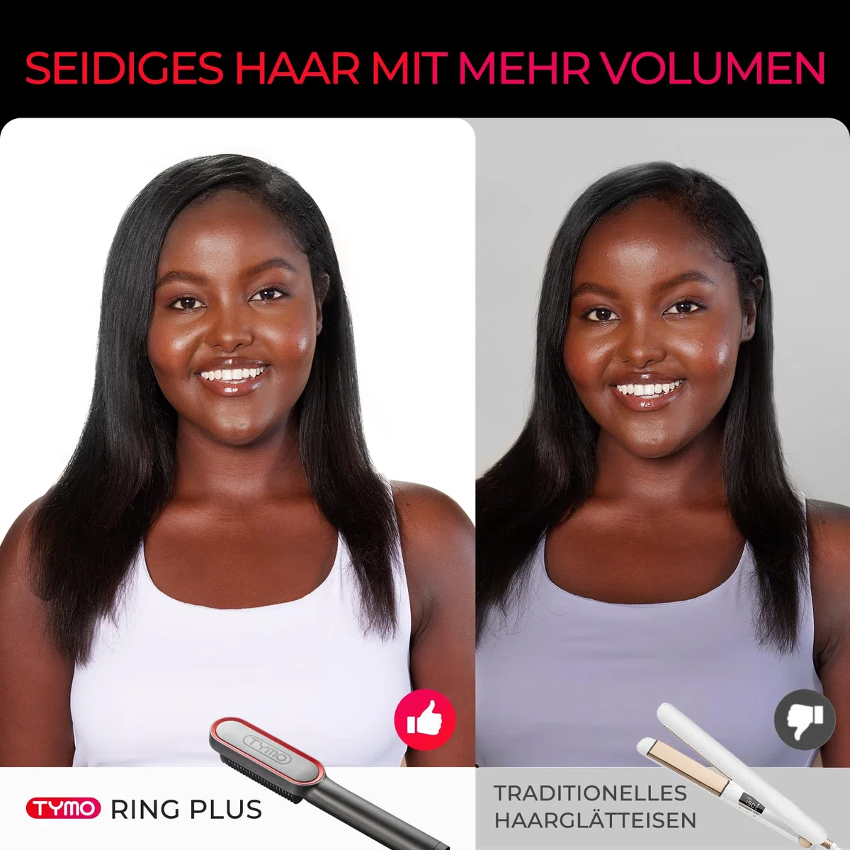 TYMO Haarglätter Bürste - Schnelles Glätten, Ionen Glättbürste, Anti-Frizz, 9 Temperatureinstellungen, LCD-Bildschirm, Schnelle Aufheizung, Verbrühungsschutz, Schwarz