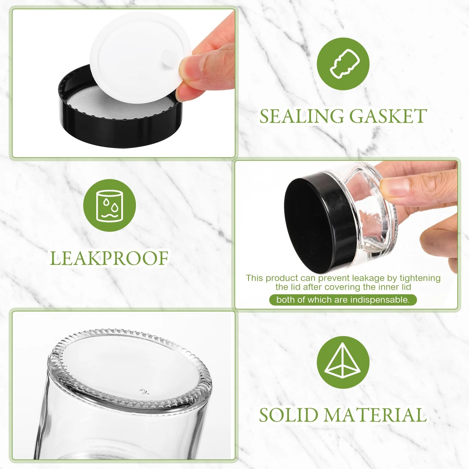Domensi Glasdosen mit Deckel, rund, Kosmetikgläser, 28 ml, kleine Reisebehälter mit Innenauskleidung für Lotionen, Pulver, Salben, Proben, Creme, 100 Stück (transparent, schwarz)