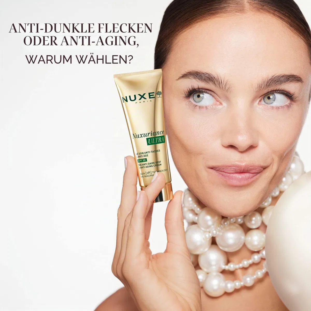 Nuxe Nuxuriance Ultra Creme gegen dunkle Flecken und Anti-Aging, LSF 30, 50 ml, Feuchtigkeitscreme mit dreifacher Wirkung für reife Haut, zielt auf dunkle Flecken, Falten und Verlust der Festigkeit