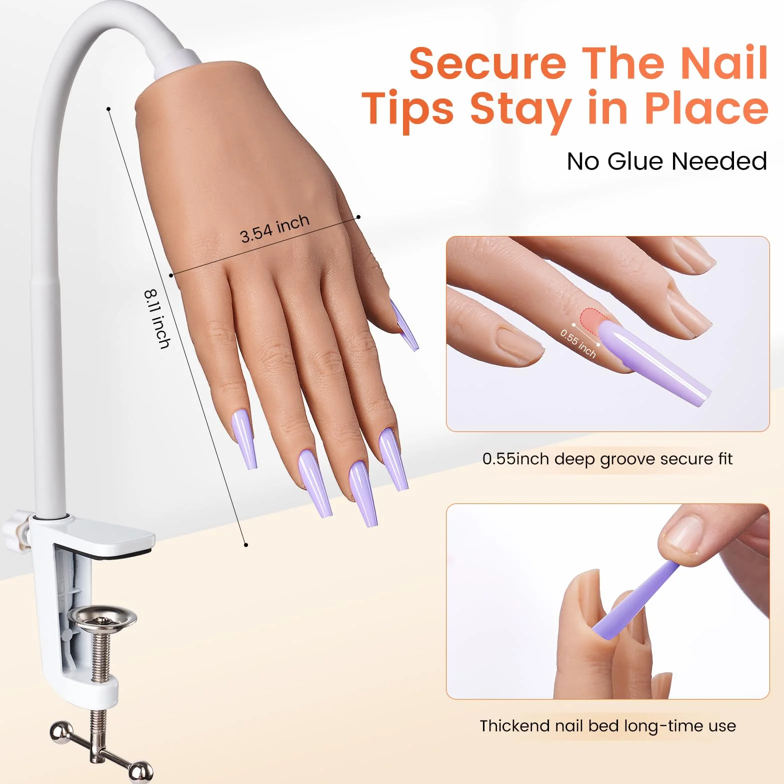 Deciniee Silikon Übungshand für Nageldesign: Flexibel Training Falsche Nägel Übungshand mit Stück Nagelspitzen/Nagel Pinsel/Nagelfeile- Nagelhandübungsmodell- Acryl Nagel-Set für Nagelmaniküre