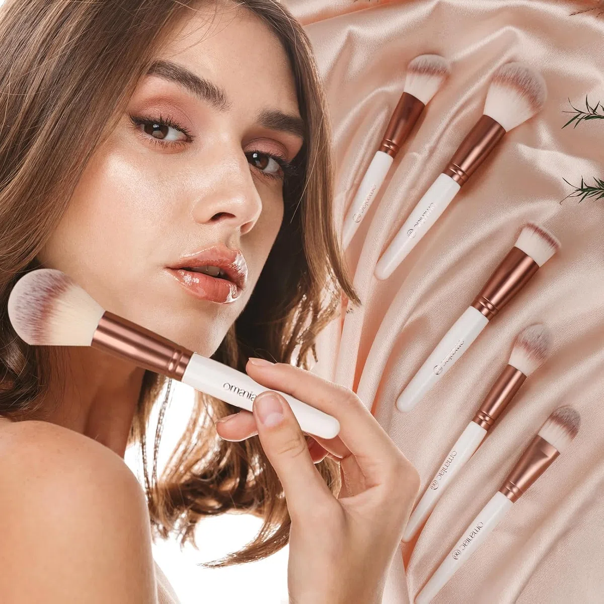 OMANIAC 20-teiliges Makeup Pinsel Set, Hochwertiges Pinselset Make-up aus langlebigen synthetischen Fasern, Professionelle Makeup Pinsel für Alltag oder Reise Makeup Bürsten Set(Weiß)