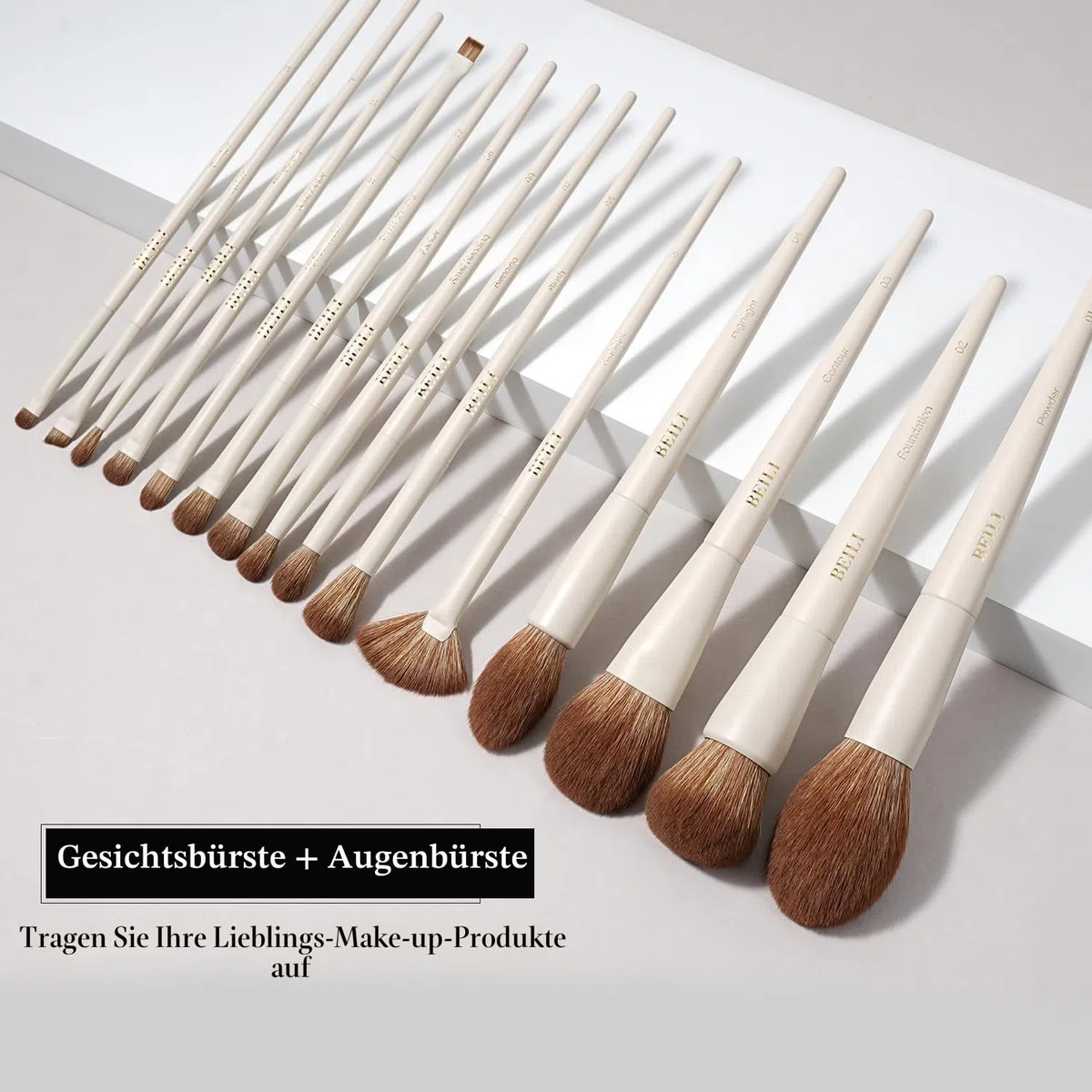 BEILI Make up Pinsel 15 PCS Pinselset Makeup Veganes, Schminkpinsel Set, Professionelle Make up Pinsel Set mit Lidschattenpinsel, Foundationpinsel Rougepinsel, Contouringpinsel Geschenksets