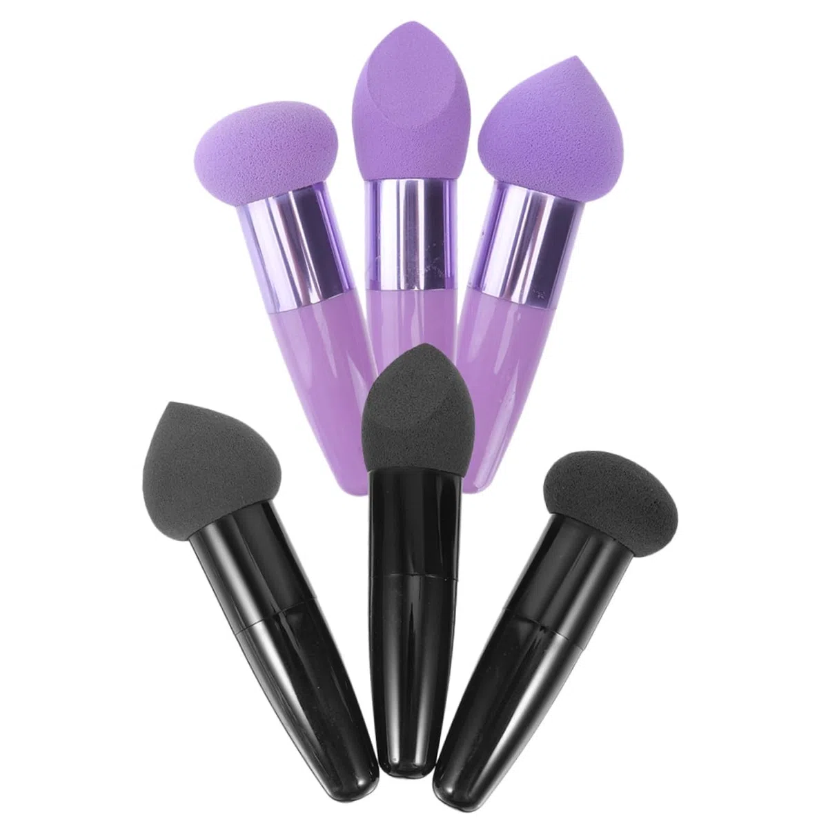 Beauty Make Up Puff Stifte in Stiftform aus Latex für Kosmetikanwendung | Make Up Schwamm Stift, Tragbar und Handlich, Schwarz und Violett, 6 Stück für Verschiedene Kosmetika