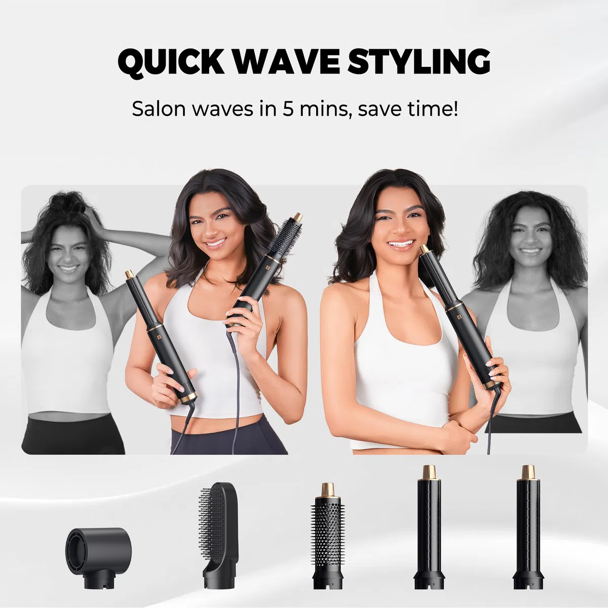 Haarstyler 5 in 1, 1000w Hairstyler Airstyler Haarstyling Geräte, Rundbürstenföhn Ionen Air Lockenstab, für Haar Volumen,Trocknen,Glätten, Keine Hitzeschäden Hair Dryer Brush Set