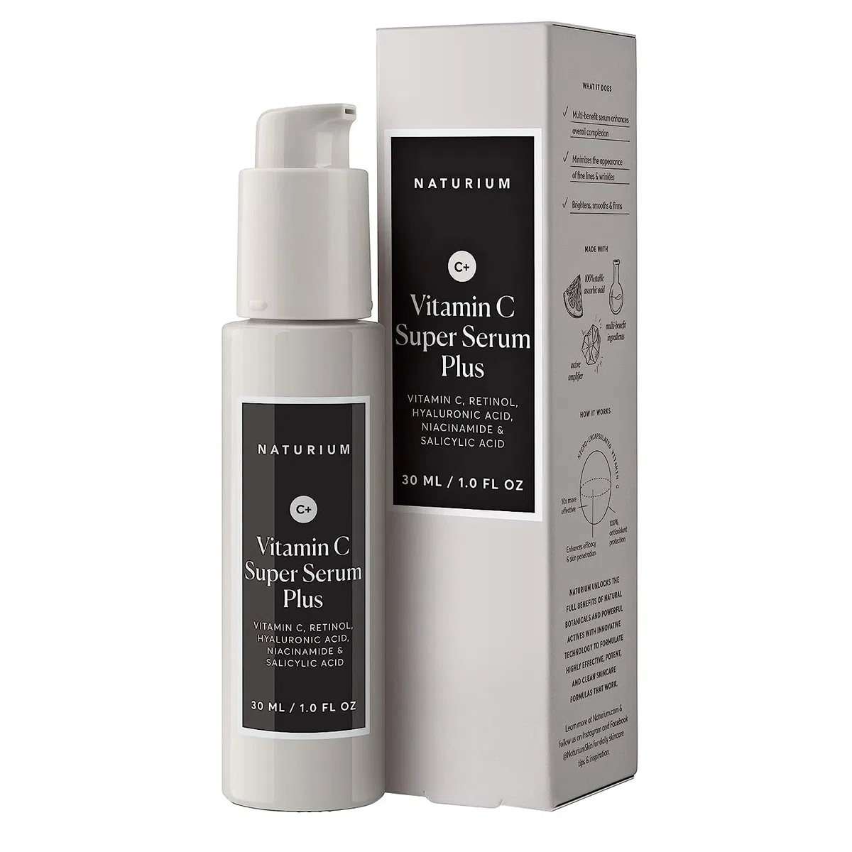 Vitamin C Super Serum Plus, Anti-Aging, Anti-Falten-Gesichtsserum mit Vitamin C, Retinol, Hyaluronsäure, Niacinamid und Salicylsäure, 1 fl oz