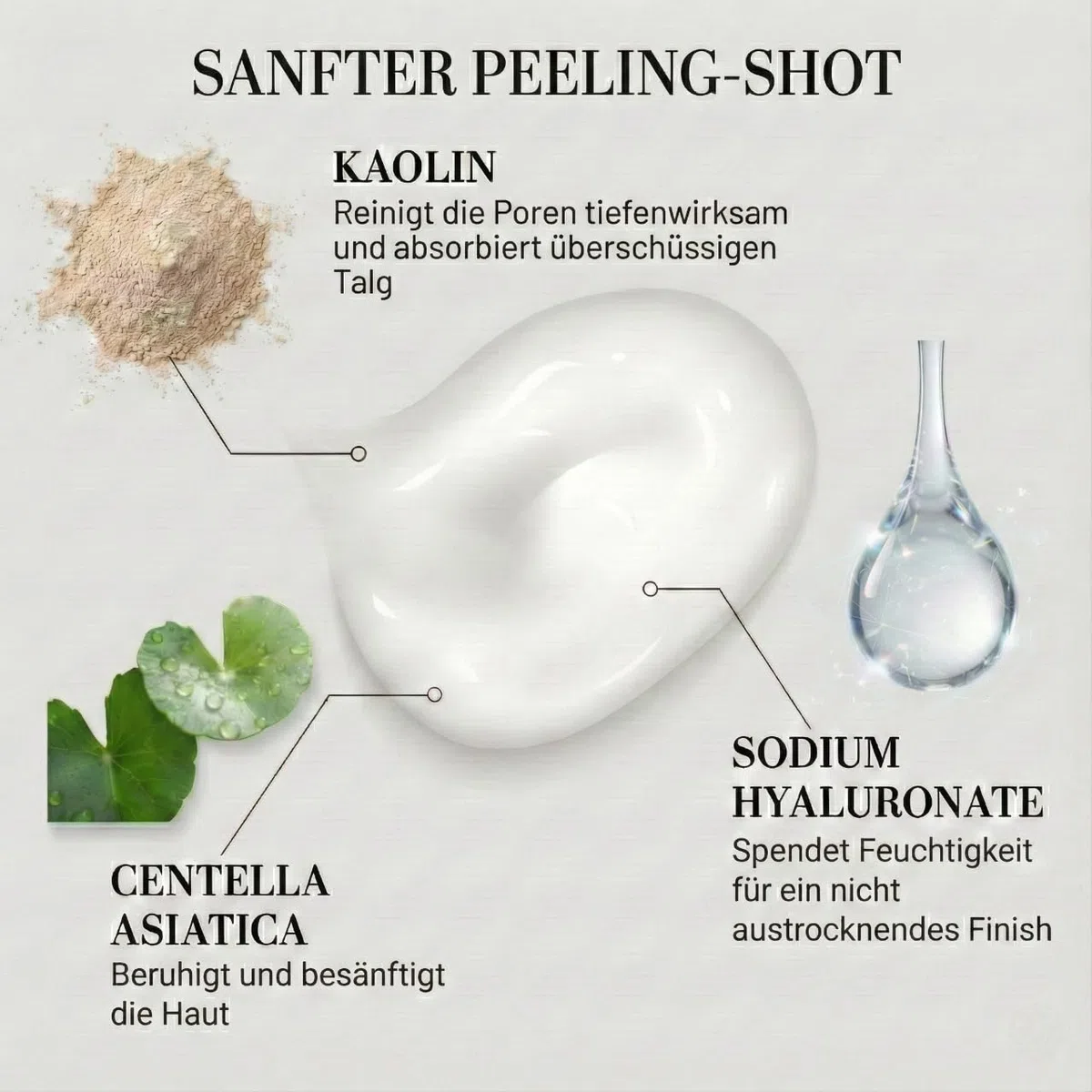 Peel Shot - Vulkan & Weisser Ton - Sanfte Porenreinigung & Tiefenpflege mit Centella & Hyaluron - Gegen Mitesser - 100ml (1x Vulkanerde + 1x Französische Tonerde, 1+1 Duo Basis Lab)