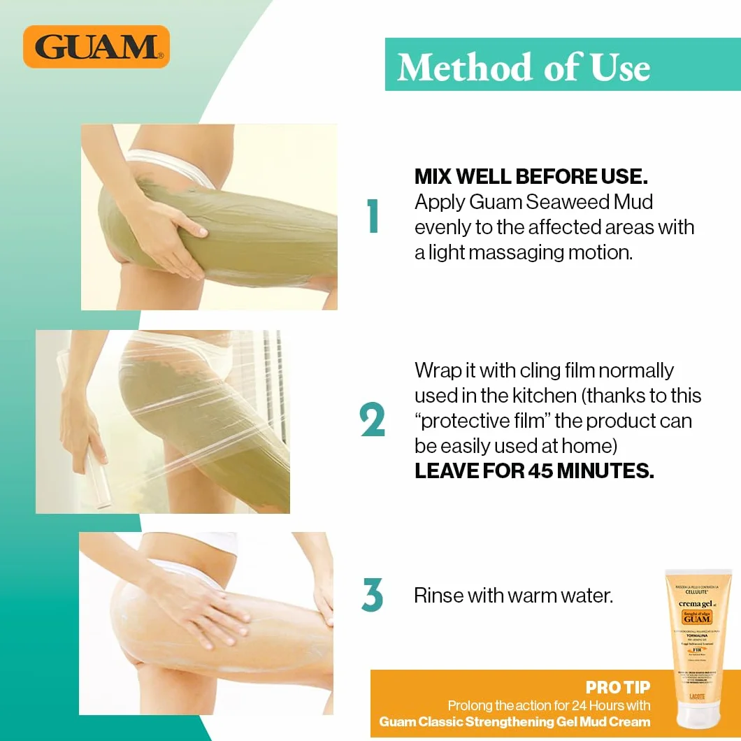 Guam, Algenfango Guam FIR Sofortwirkung 15 min, neue Formel für Hautmikrozirkulation mit den Vorteilen der Fernen Infrarotstrahlen, Warm, Made in Italy, 500 ml Packung