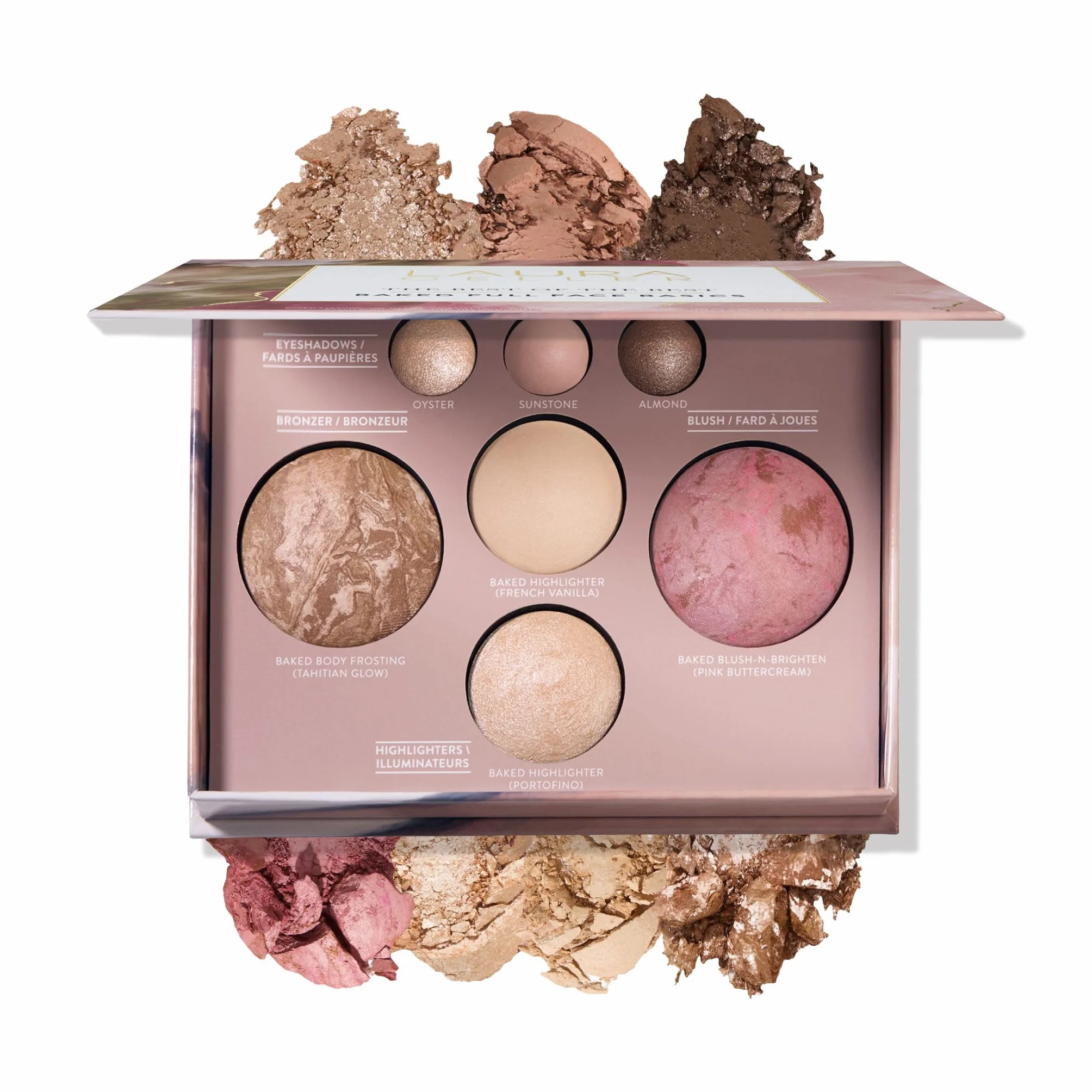 LAURA GELLER NEW YORK Best of the Best Puder Baked Makeup und Lidschatten Palette - 6 Nude Töne, Rouge, Highlighter und Bronzer in Einem Make Up Set, Handgefertigt in Italien, Reisefreundlich