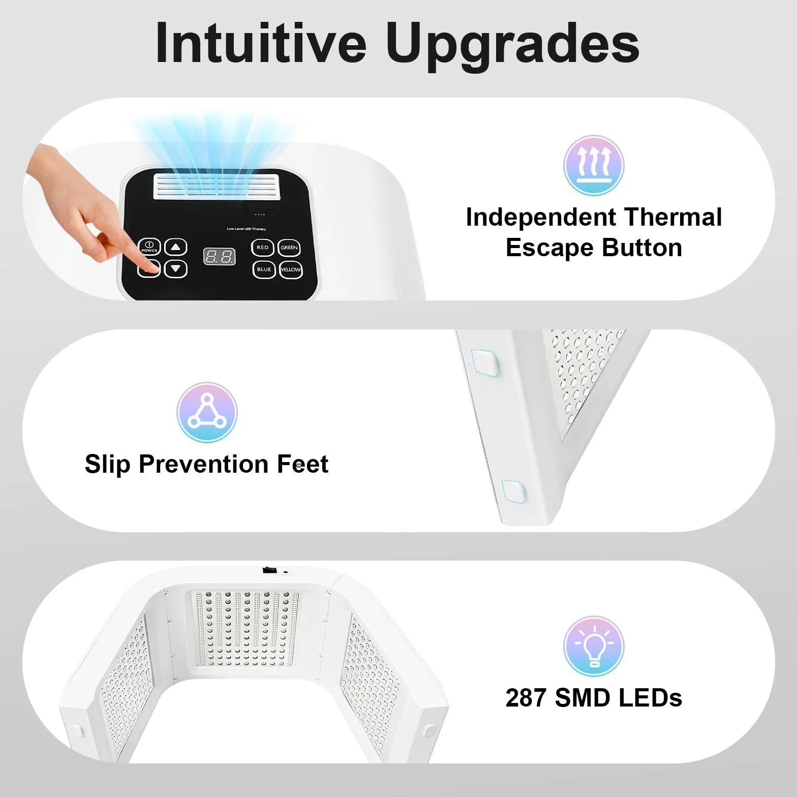 LED Licht Gesichtspflege Gerät 7 Farben, LED Beauty Lampe Mit 287 SMD LEDs, Gesicht Lichtgerät Mit Timer 5–60 Min, Tischstehend, Weiß, Für Zuhause Schönheitssalon Und Freizeitclub