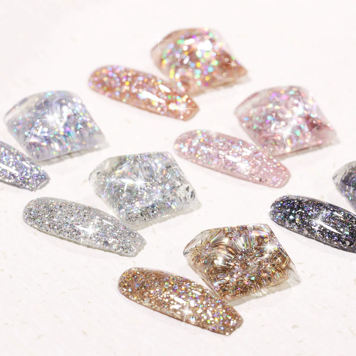 GAOY Chrom-Platin-Glitzer-Nagellack-Set, 6 Farben, einschließlich funkelnder, glänzender UV-LED-Soak-Off-Gellack, Schwarz, Silber, Rosa, Maniküre, Nagelstudio-Lack