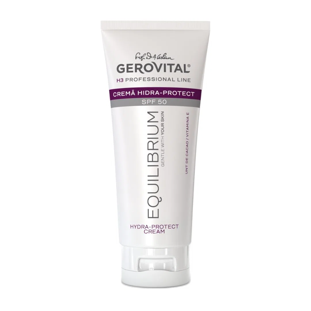 Gerovital H3 Equilibrium Feuchtigkeitsspendende Schutzcreme mit LSF 50-100 ml, Professioneller Sonnenschutz für das Gesicht, gegen Flecken, Anti-Aging, leichte Textur, getönt, Hoher UVA UVB