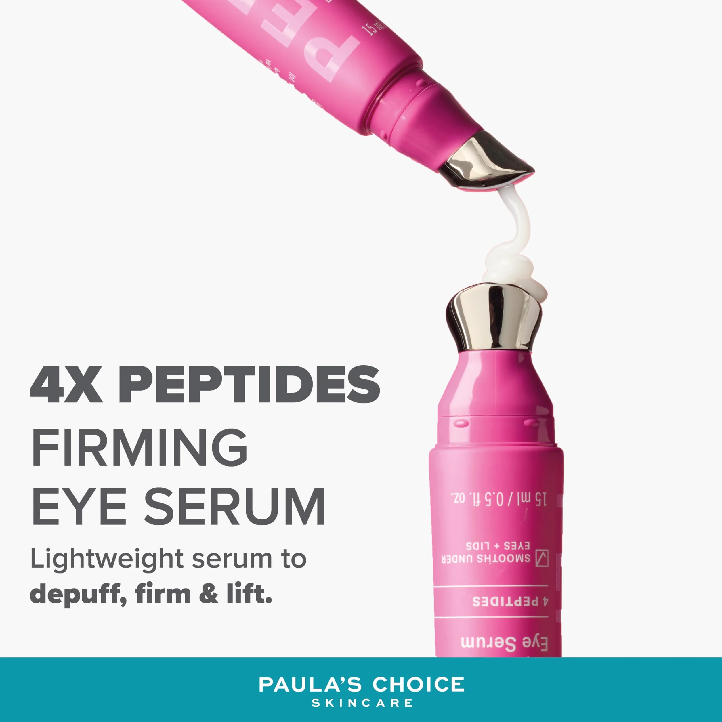 Paula's Choice Pro-Collagen Peptide Straffendes Augenserum, 15 ml | Anti-Aging Peptide Augenserum - Reduziert Schwellungen & Spendet Feuchtigkeit - Leichte Gel-Serum - Metallapplikator