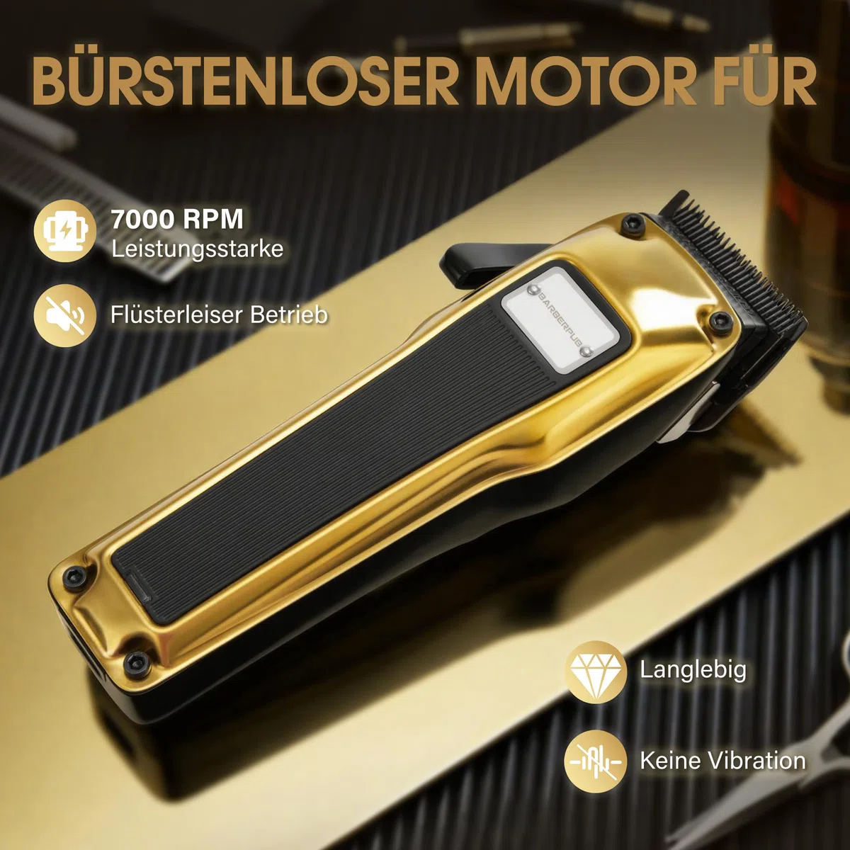 BarberPub Haarschneidemaschine Profi, Haarschneider Herren Mit 6 Klingen, 2 Gehäusedeckeln & Ladestation, Haartrimmer Verstellhebel 0,5-2,0mm, Bartschneider Elektrisch für Friseursalon, HC176