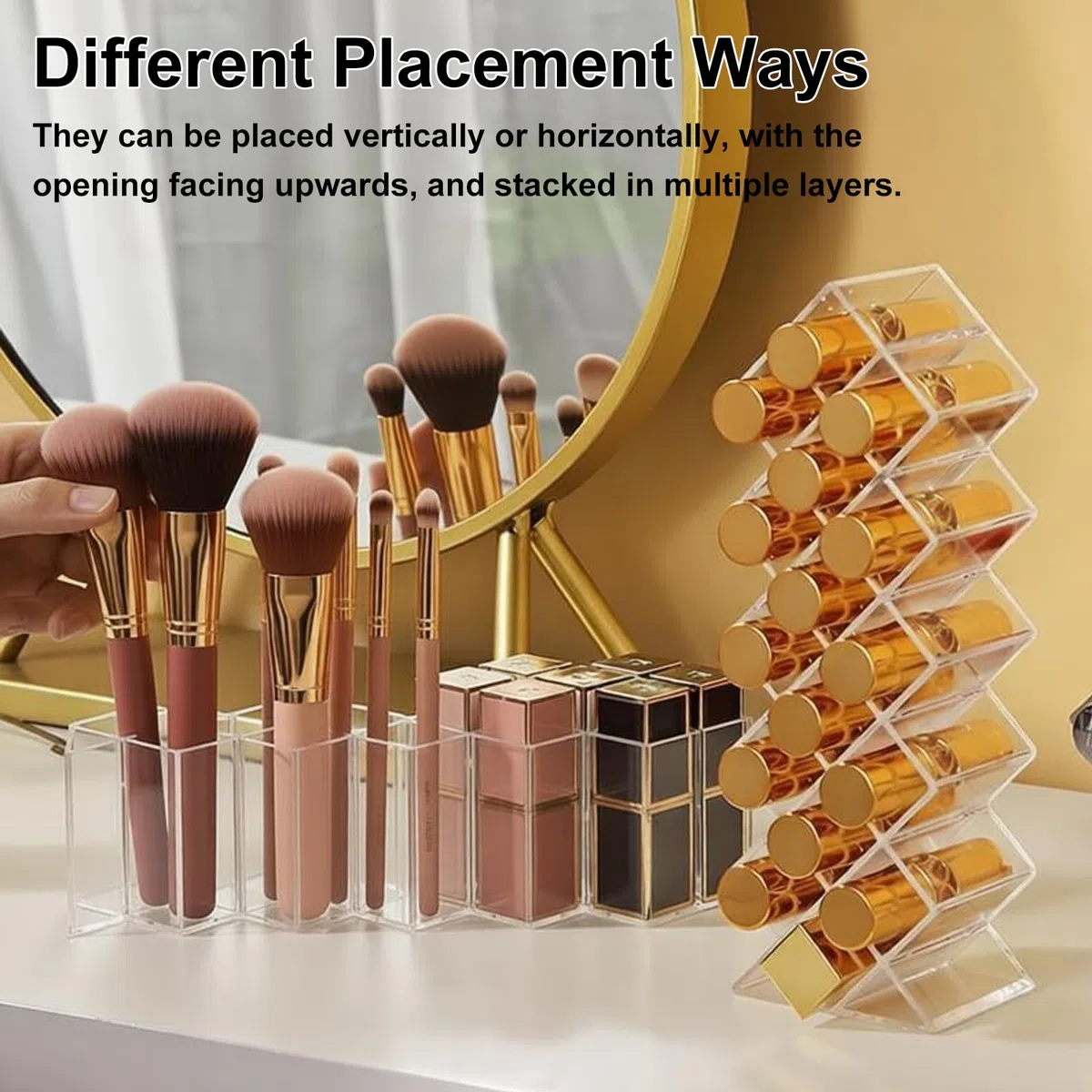 2 Stück Lippenstift Organizer 32 Fächer Lipgloss Halter Acryl Transparent Fisch Design Kosmetik Organizer Lipstick Organizer Aufbewahrung Make-up Organizer für Schminktisch Bad Büro Zubehör