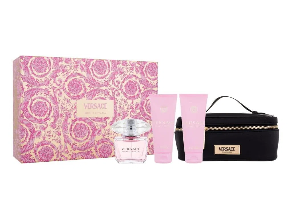 Versace Bright Crystal by Versace for Women, 4-teiliges Geschenkset, 100 ml, Eau de Toilette, 100 ml Duschgel, Beauty-Case