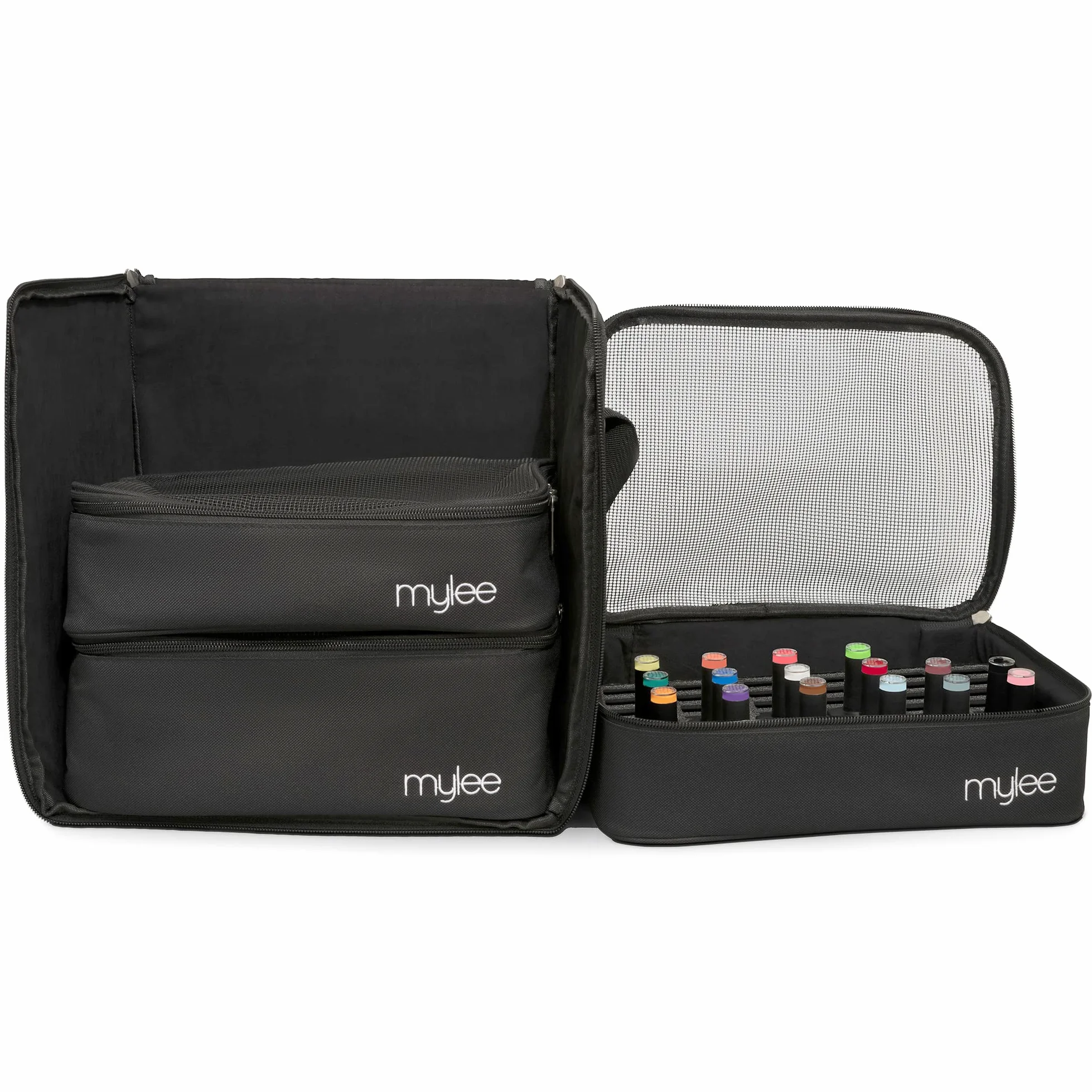 MYLEE Kit Case –Nagellackaufbewahrung, Nagellacketui, Nagellack-Organizer | Nagellackhalter, Nagellack-Set, Tragetasche, Schaumstoffeinsatz, Zubehör, für 84 Flaschen