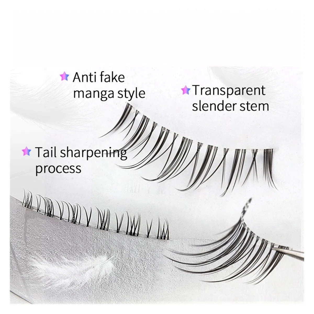 UAMOU 2-50 Boxen Manga Lashes Falsche Wimpern Puppe Koreanische Natürliche Anime Wimpern Stachelige Dicke Faux Nerz Wimpern Streifen Make-Up Cheerfully (Color : M24, Size : 20 boxes)