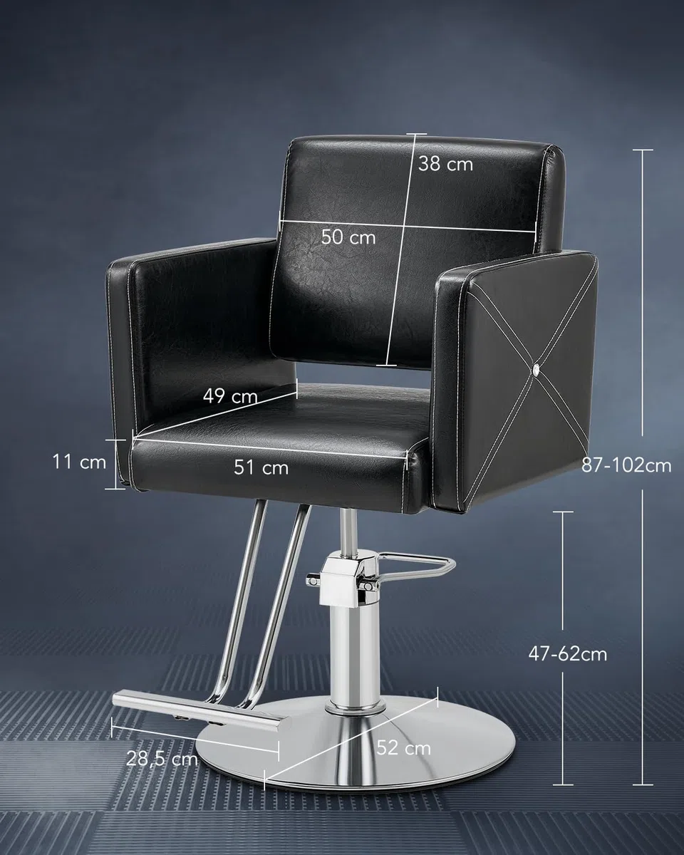 CO-Z Friseurstuhl 360° Drehbar 15cm Höhenverstellbar, Hydraulischer Barberstuhl mit Stahlsockel, 150 kg Tragkraft