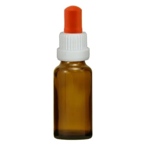 500x Apothekenfläschchen 20ml aus Braunglas mit weiss/roter Glaspipette und Originalitätsring