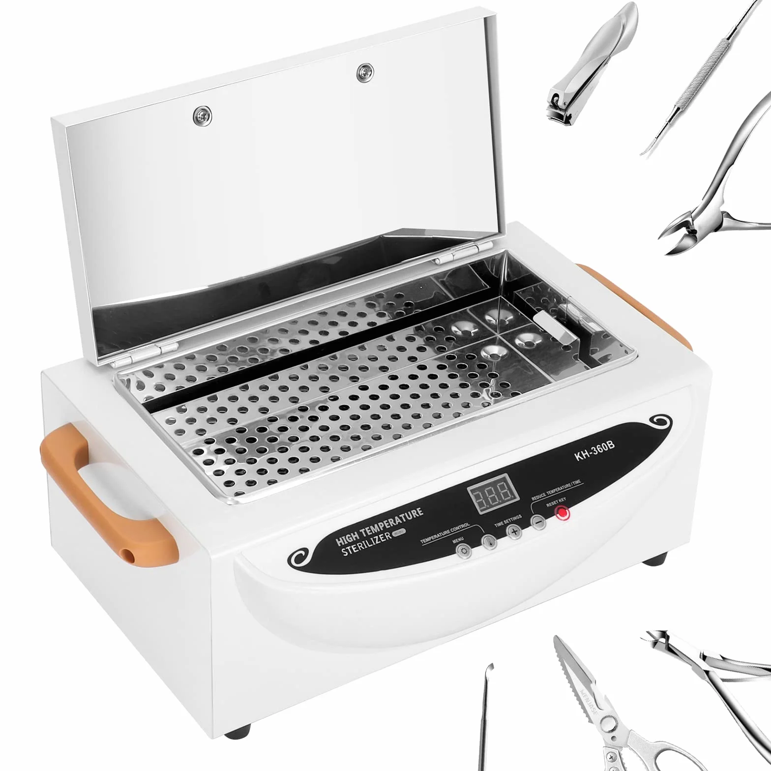 Xverycan 500W Heißluftsterilisator Desinfektion, 250℃ Trockene Hitze Hochtemperatur Sterilisator, Kleine Sterilisatoren für Nagelwerkzeuge, Kosmetikwerkzeuge, Friseurwerkzeuge, Schönheitssalon