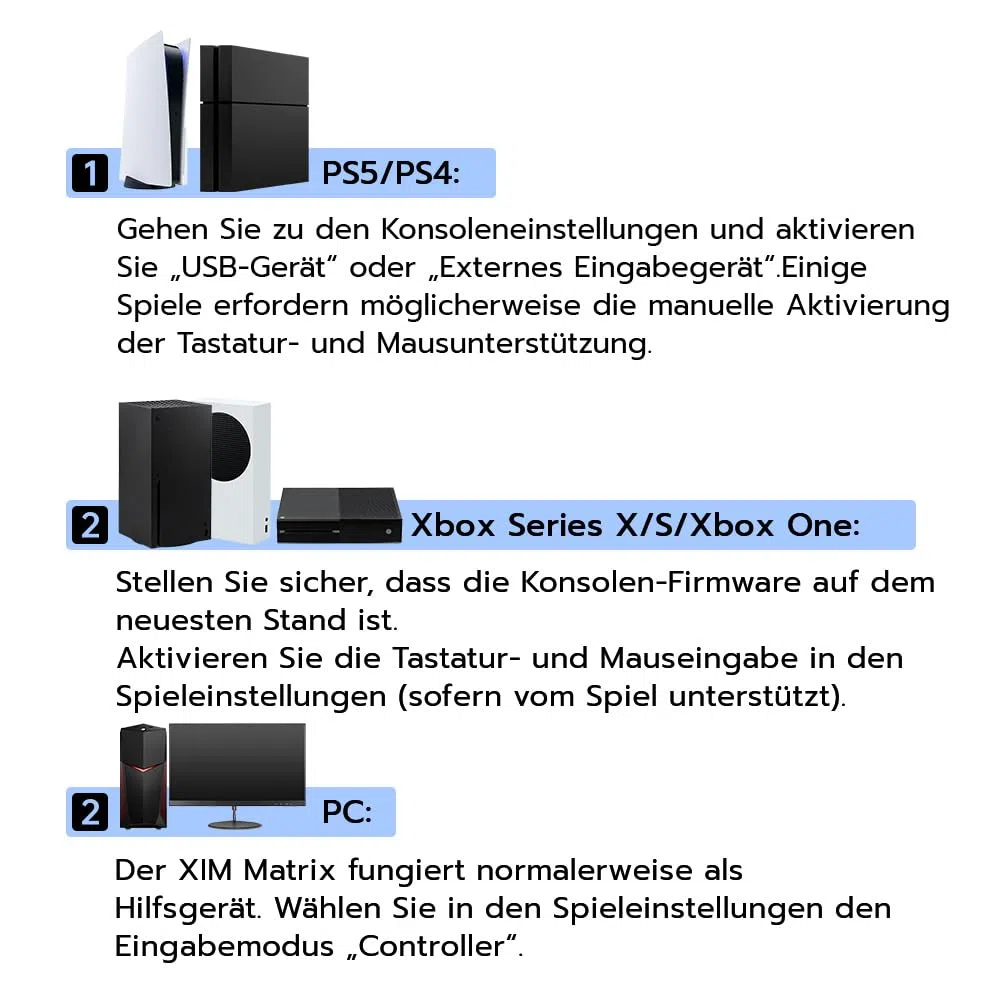 Mcbazel XIM Matrix Multi-Input Adapter Tastatur- und Maus-Anschluss Konverter für PS5,Xbox Series X/S,Xbox One, PS4, PC