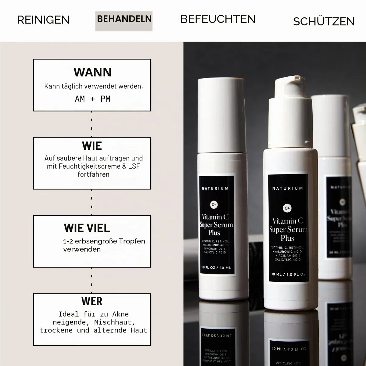 Vitamin C Super Serum Plus, Anti-Aging, Anti-Falten-Gesichtsserum mit Vitamin C, Retinol, Hyaluronsäure, Niacinamid und Salicylsäure, 1 fl oz