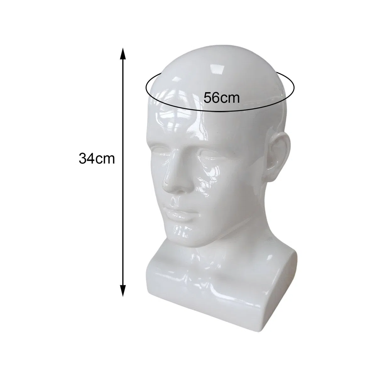 Milageto Männer Mannequin Kopf PVC Display Ständer Glanz Farbe Beauty Styling Werkzeug Zubehör für Hut Schal Perücken 13,4 Zoll hoch, Weiß
