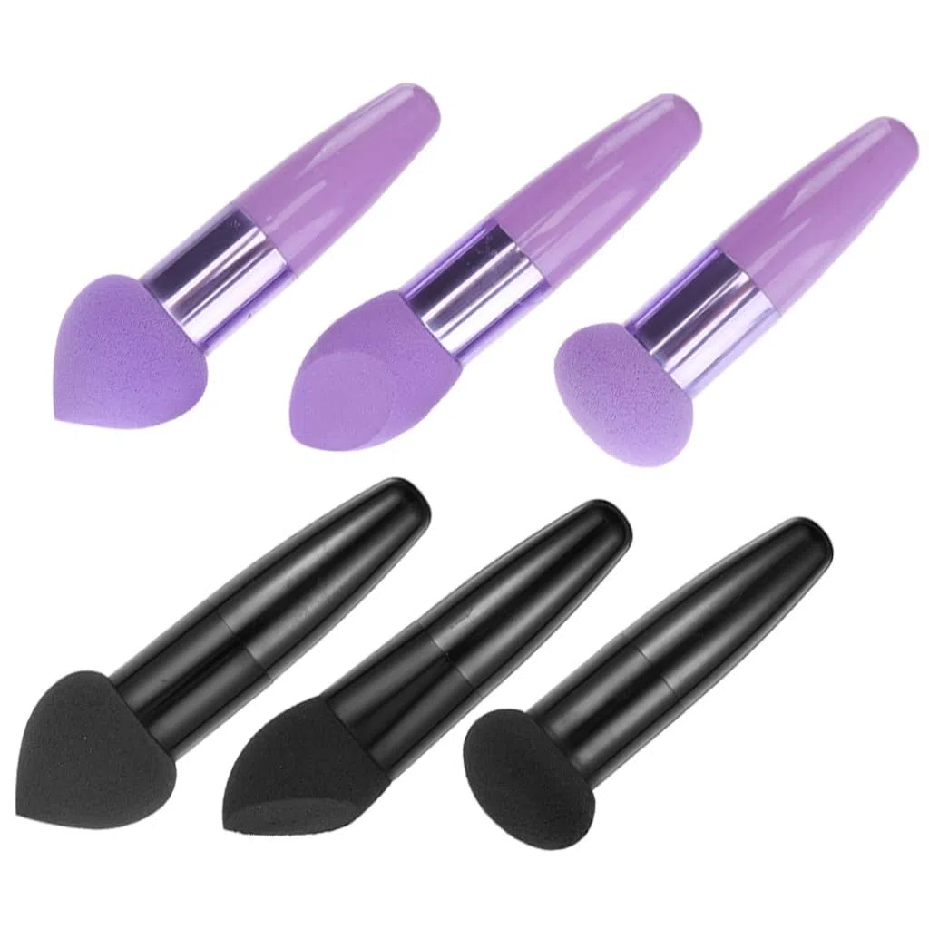 ARTIBETTER 6 Stück Make Up Schwämme und Kosmetikstifte aus Latex Formstabiler Beauty Puff für Präzises Gesichtsmake Up Tragbare Schminkstifte mit Griff für Reisen und Alltag