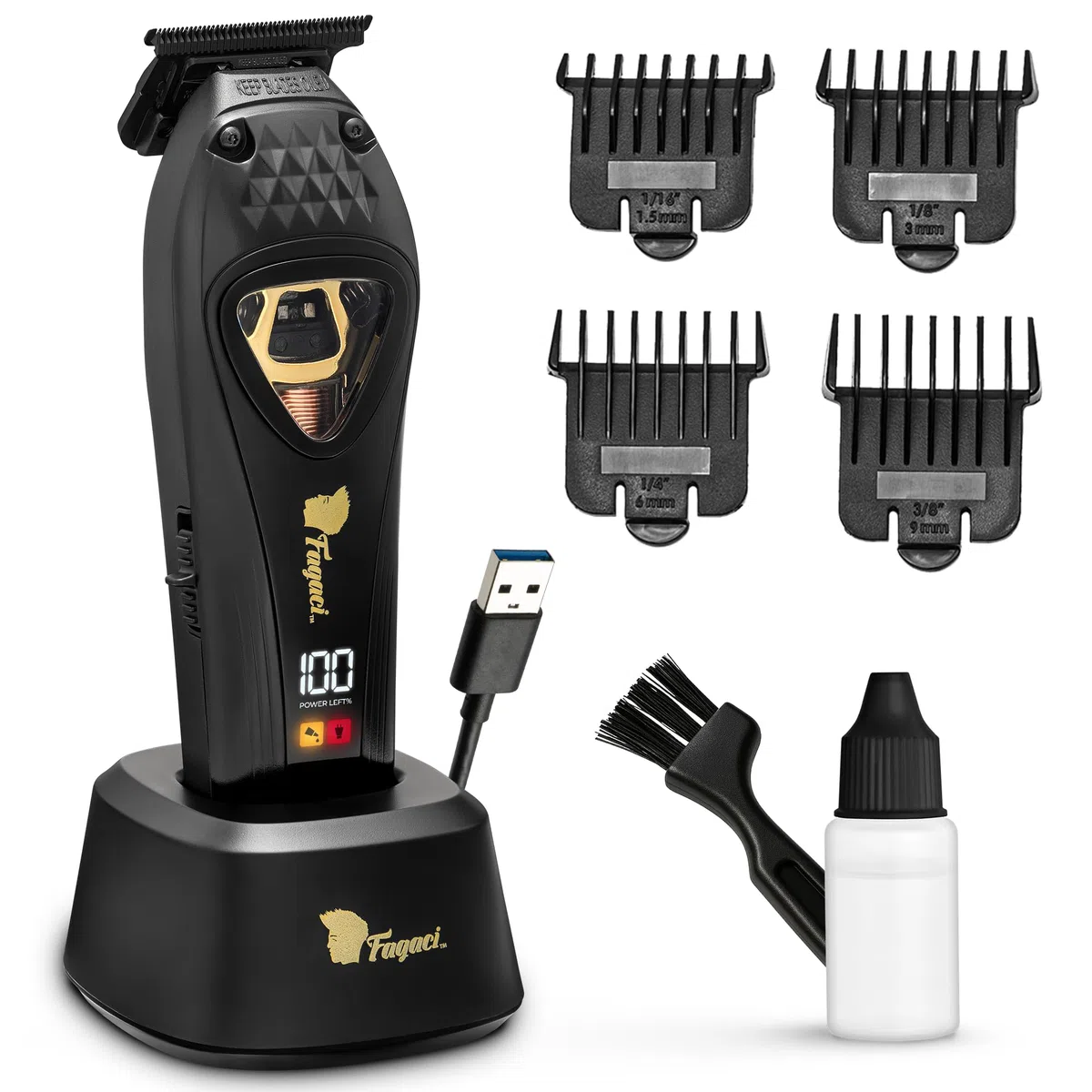 Fagaci Profi Zero Gap Haartrimmer Herren mit DLC Klingen, Hoher Drehmoment Konturen Haarschneidemaschine 0 mm, Haarschneider Herren Akku mit Vector-Motor, Detailer Haar Trimmer & Konturenschneider