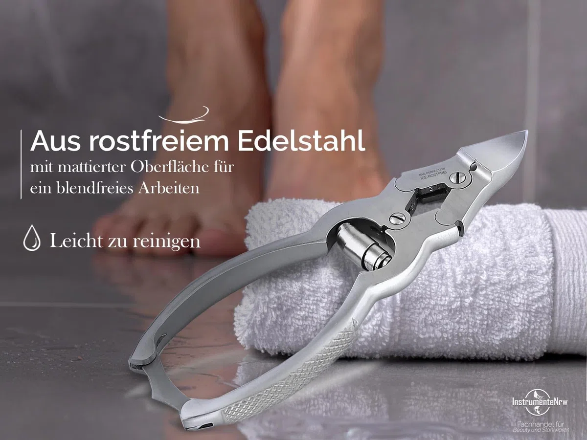 Nagelzange für dicke Fußnägel Profi Fußpflege Zange mit 2-facher Übersetzung aus Edelstahl 16 cm - Nagelschere mit scharfer Schnittfläche