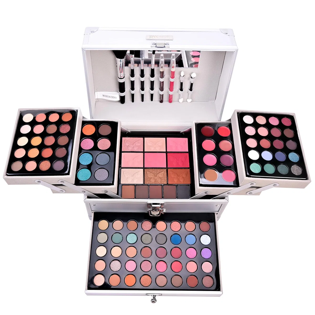 Schminkkoffer Gefüllt, RoseFlower Alles in Einem Makeup Kit Schminkkoffer Gefüllt mit Schminke für Anfänger oder Profis, Make-Up Set inklusive Lidschatten, Lipgloss, Rouge, Eyeliner, Mascara