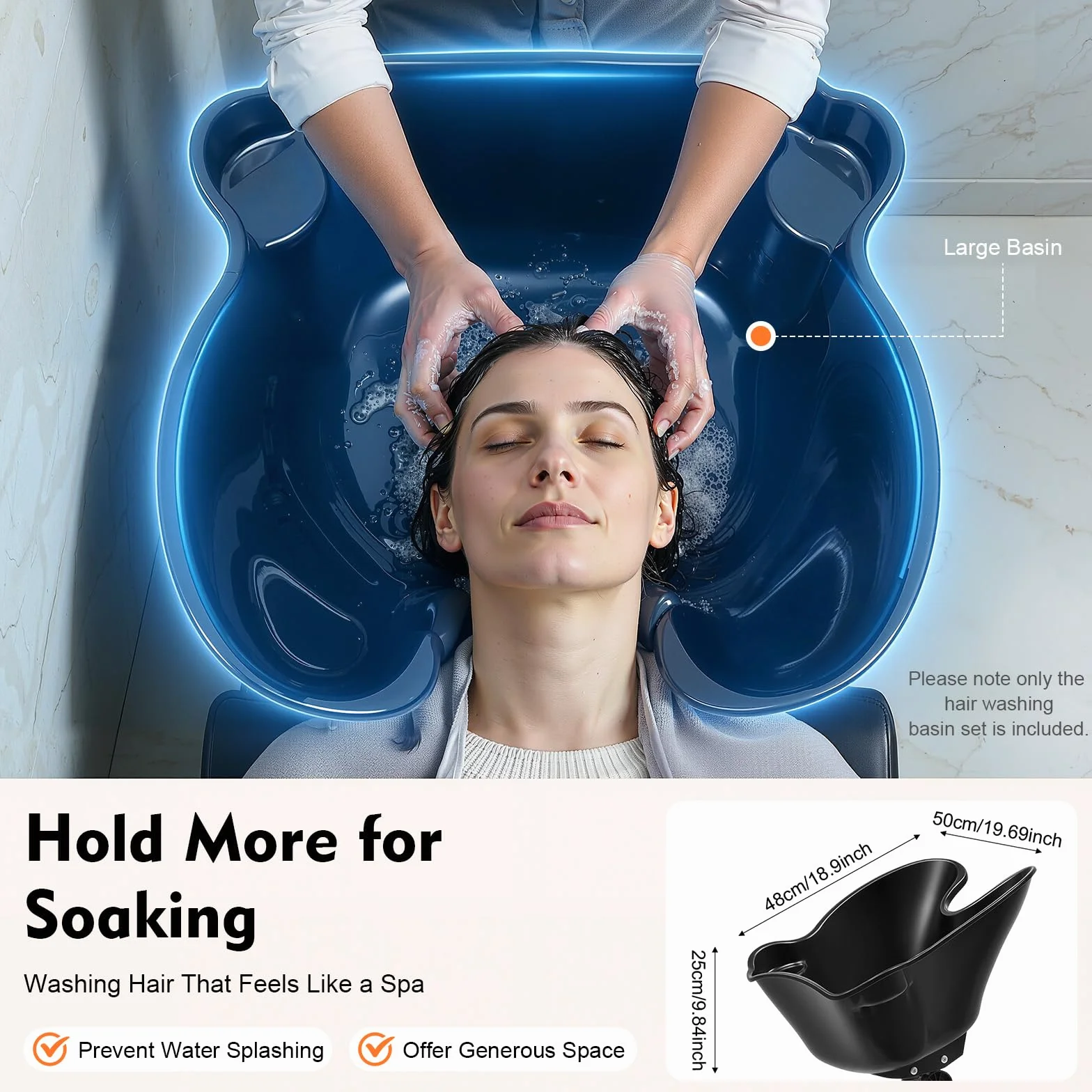 Mobiles Haarwaschbecken, Friseur Waschbecken Ergonomischen Design, Tragbarer Rückwärtswaschbecken Einstellbare Höhe, Praktisch, haarwaschbecken für Bettlägerige, Behinderte