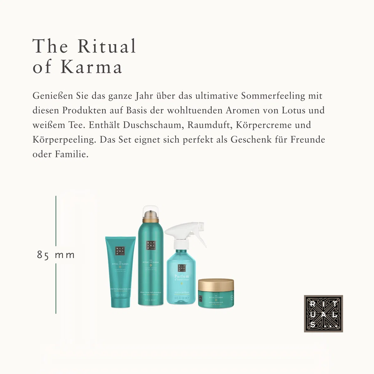 RITUALS Soothing Routine Geschenkset aus der The Ritual of Karma Serie, Set aus: Duschschaum, Parfum d'Intérieur, Körpercreme, Körperpeeling mit Salz, 1108677, Andere