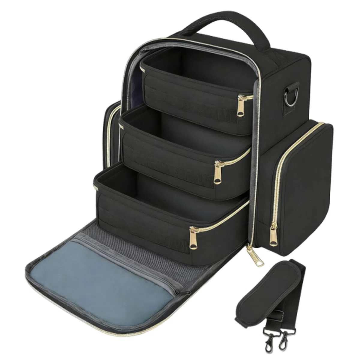 Nagellack Organizer, Gel Nagellack Reisebox, Geeignet für 72 Fläschchen, mit Stabilem Tragegriff, Ideales Geschenk für Maniküristinnen, Schwarz