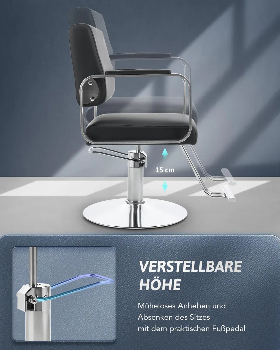 CO-Z Friseurstuhl 360° Drehbar 41-56 cm Höhenverstellbar Hydraulischer Barberstuhl 250kg Tragkraft