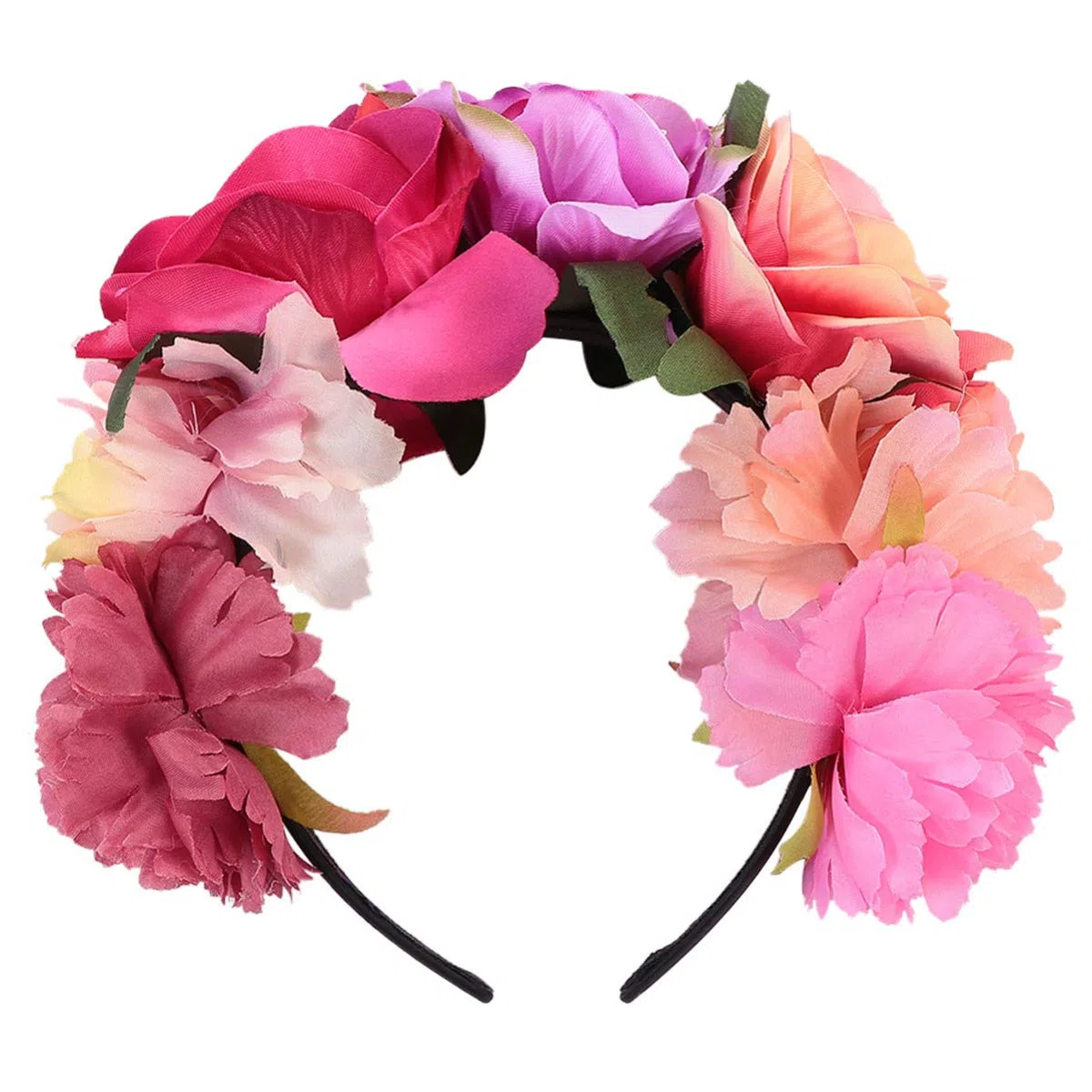 Toyvian Rose Floral Crown Headband: Women Flower Garland Hair Wreath Headdress - Gothic Bride Headband for Halloween Parties